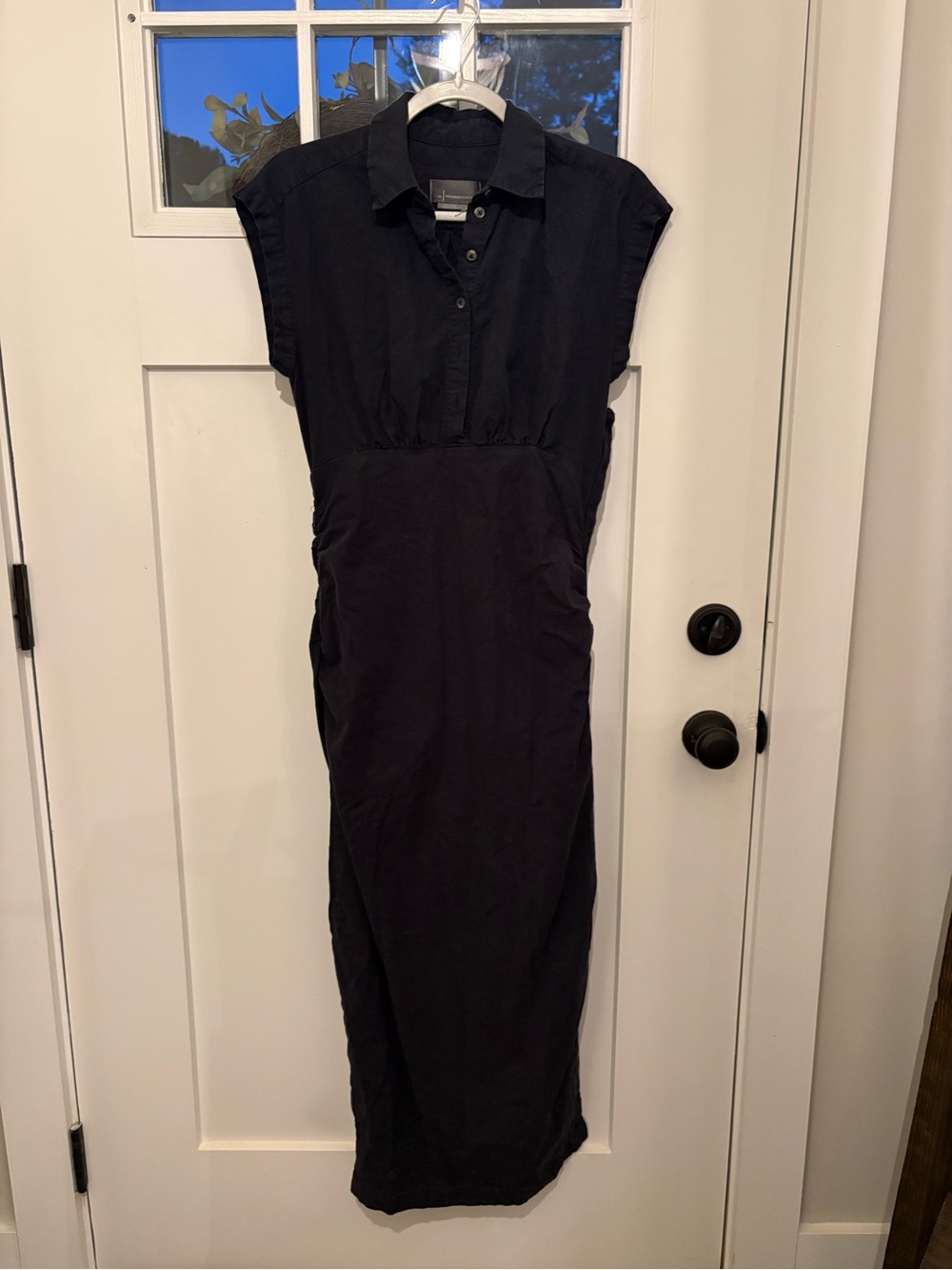 Anthropologie Black Button-Front Shirt Dress